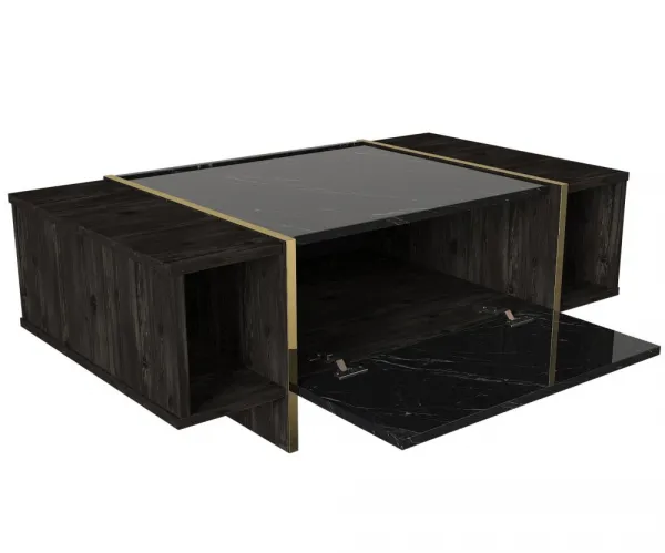 Kalune Design Sada nábytku do obývacího pokoje Veyron hnědá/mramor/zlatá