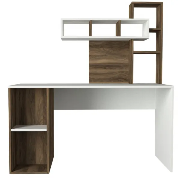 Písací stôl Coral - White, Walnut