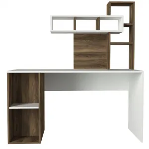 Písací stôl Coral - White, Walnut