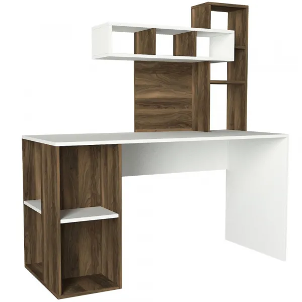 Písací stôl Coral - White, Walnut