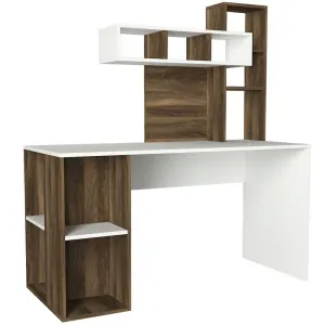 Písací stôl Coral - White, Walnut