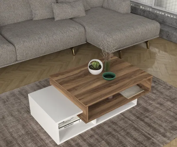 Konferenčný stolík Tab - White, Walnut
