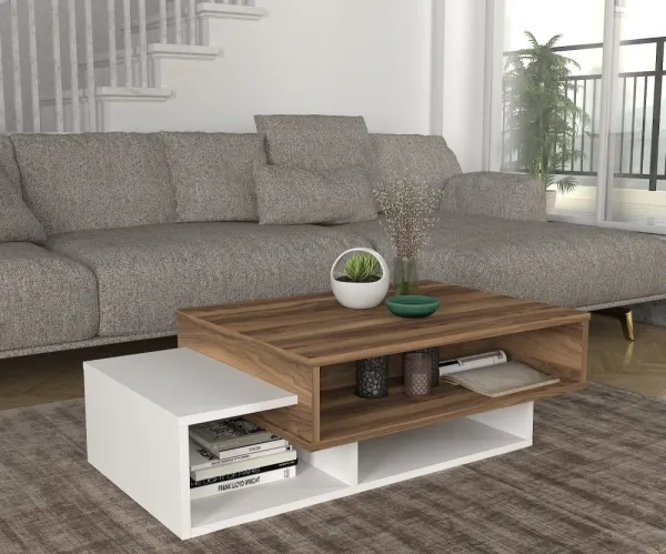 Konferenčný stolík Tab - White, Walnut