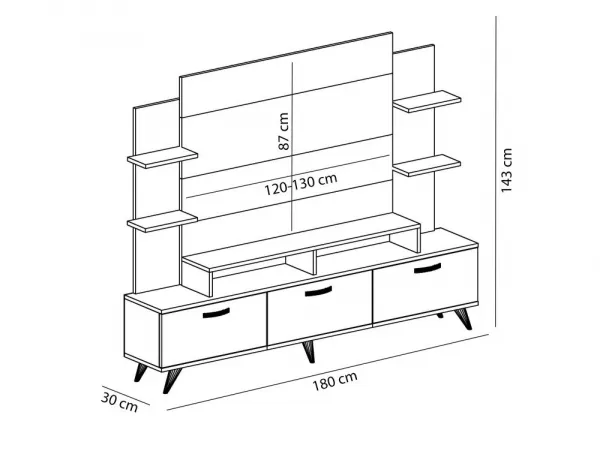 TV skrinka / Obývacia stena Diana - White, Walnut
