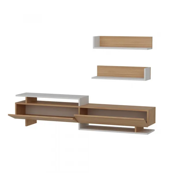 TV skrinka / Obývacia stena Ayaz - Teak, White