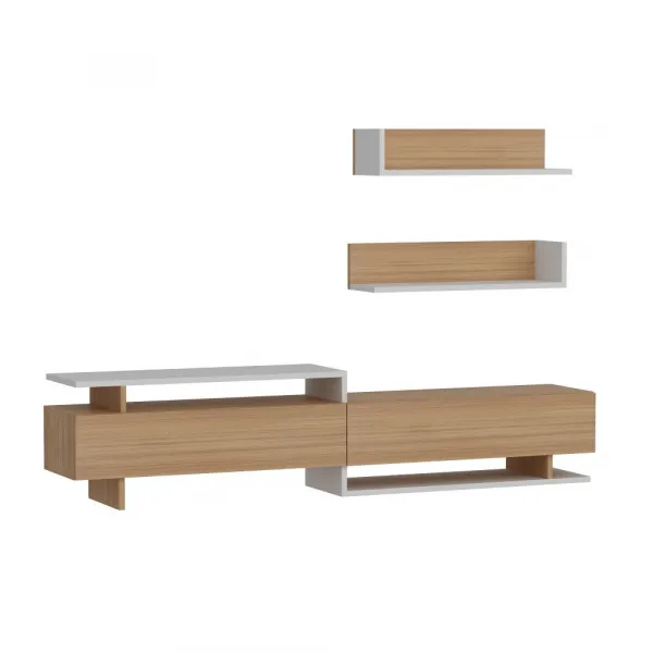 TV skrinka / Obývacia stena Ayaz - Teak, White