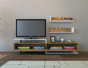 TV skrinka / Obývacia stena Ayaz - Teak, White