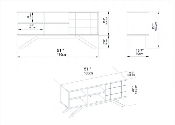 TV stolík North - Black, Walnut