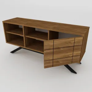TV stolík North - Black, Walnut