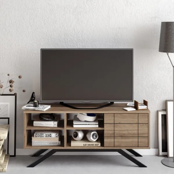 TV stolík North - Black, Walnut