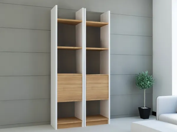Knižnica Esbi 102 - White, Teak