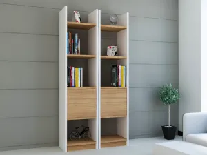 Knižnica Esbi 102 - White, Teak
