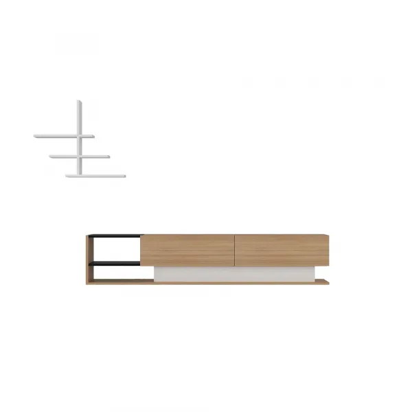 TV skrinka / Obývacia stena Liza - Teak, White
