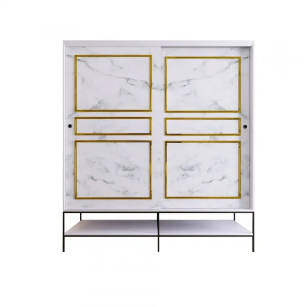 Šatníková skriňa Martin 190 - White, Black, Gold