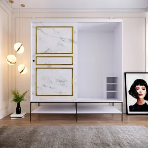 Šatníková skriňa Martin 190 - White, Black, Gold