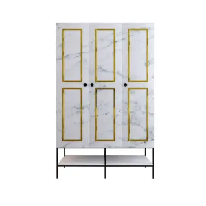Šatníková skriňa Martin 3 - White, Black, Gold