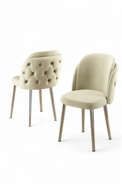 Súprava stoličiek (6 kusov) Axle - Cream, Chrome
