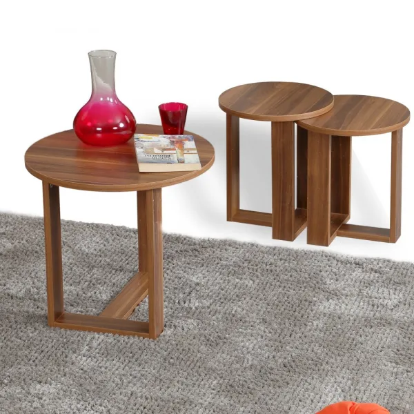 Sada odkladacích stolíkov (3 kusy) Mira - Walnut