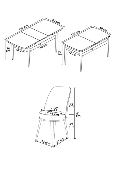 Extendable Dining Table & Chairs Set (7 Pieces) Zen - White, Tile Red