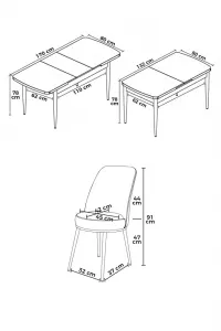 Extendable Dining Table & Chairs Set (7 Pieces) Zen - White, Tile Red