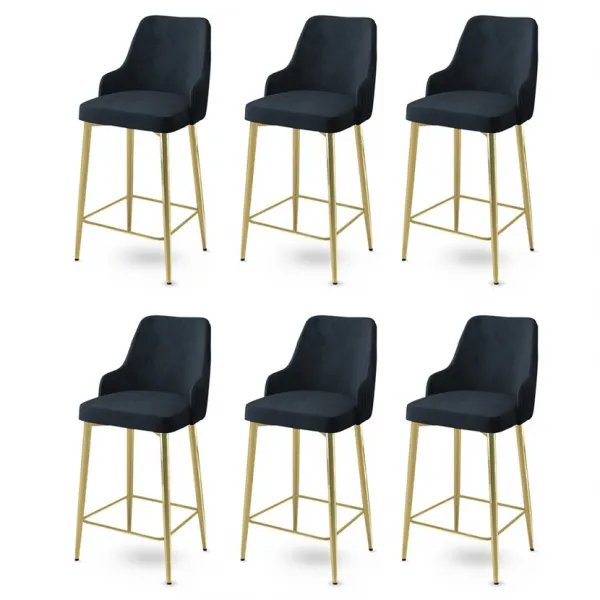 Bar Stool Set (6 Pieces) Enox - Anthracite, Gold