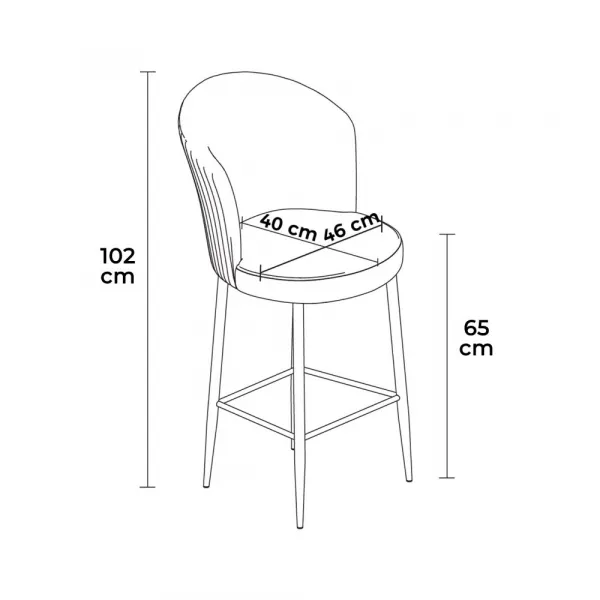 Bar Stool Set (4 Pieces) Alte - Anthracite, Chrome