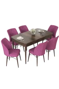 Extendable Dining Table & Chairs Set (7 Pieces) Nef - Baroque, Purple