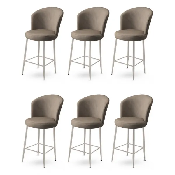 Bar Stool Set (6 Pieces) Fora - Cappuccino, Chrome