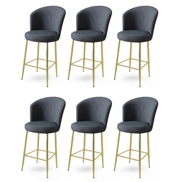 Bar Stool Set (6 Pieces) Fora - Anthracite, Gold