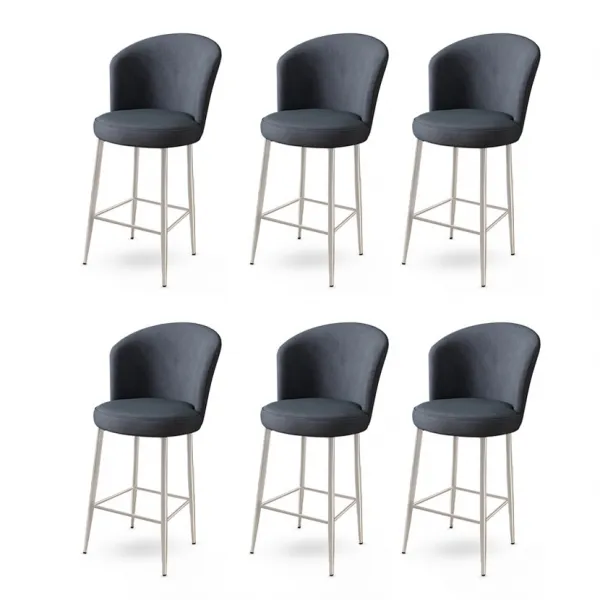 Bar Stool Set (6 Pieces) Fora - Anthracite, Chrome