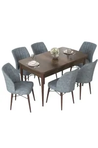 Extendable Dining Table & Chairs Set (7 Pieces) Nef - Baroque, Grey