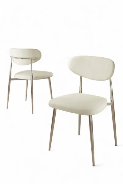 Súprava stoličiek (4 kusy) Vina - Cream, Chrome