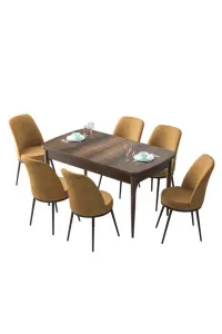 Extendable Dining Table & Chairs Set (7 Pieces) Zen - Baroque, Cappuccino