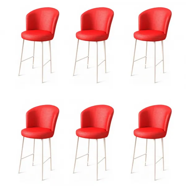 Bar Stool Set (6 Pieces) Uras - Red, White