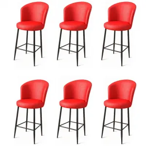 Bar Stool Set (6 Pieces) Uras - Red, Black