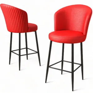Bar Stool Set (4 Pieces) Uras - Red, Black
