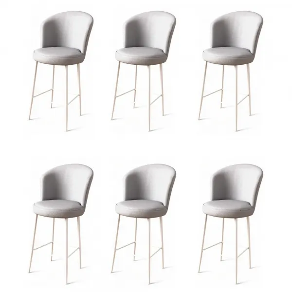 Bar Stool Set (6 Pieces) Uras - Grey, White