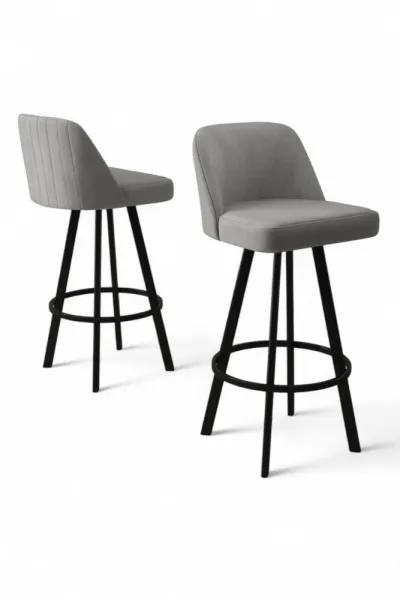 Bar Stool Set (4 Pieces) Atex - Grey, Black