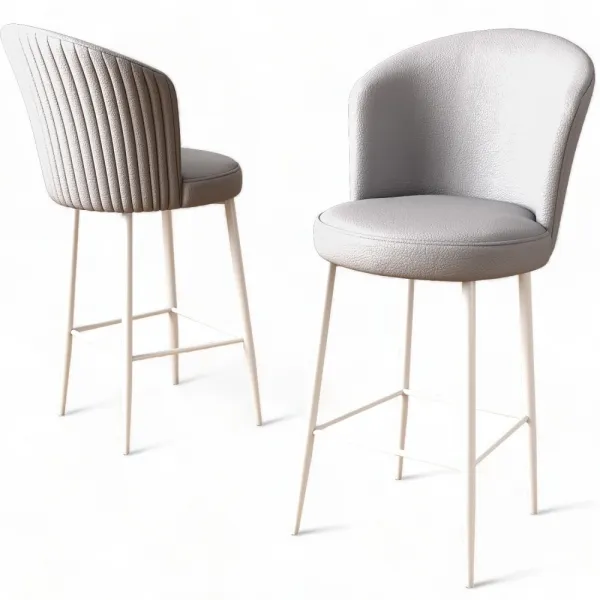 Bar Stool Set (2 Pieces) Uras - Grey, White