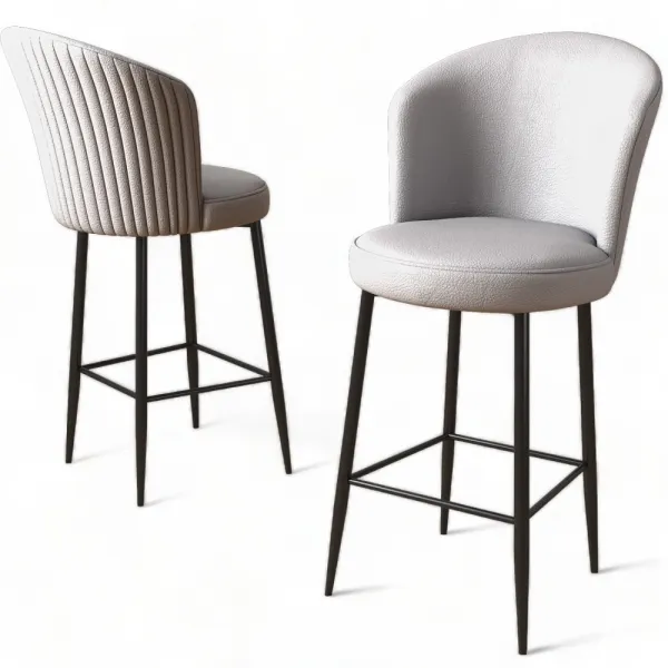 Bar Stool Set (2 Pieces) Uras - Grey, Black