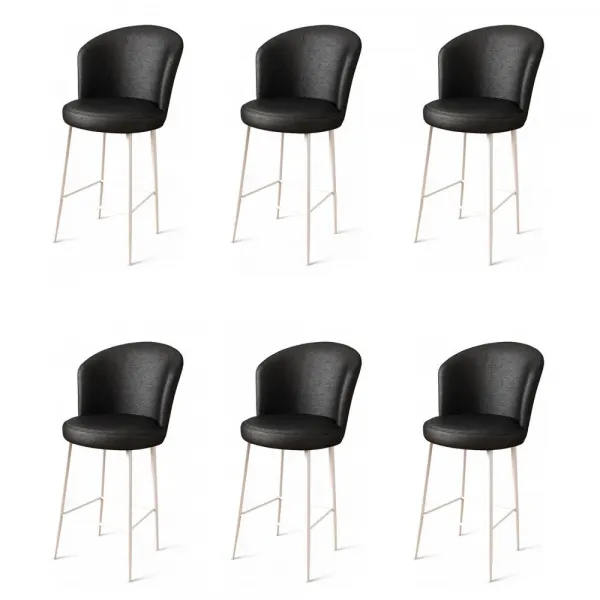 Bar Stool Set (6 Pieces) Uras - Black, White