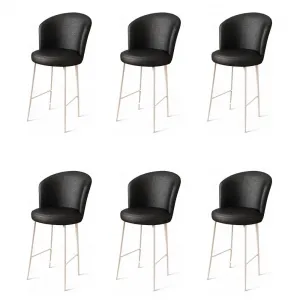 Bar Stool Set (6 Pieces) Uras - Black, White