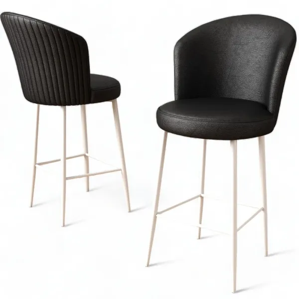 Bar Stool Set (2 Pieces) Uras - Black, White