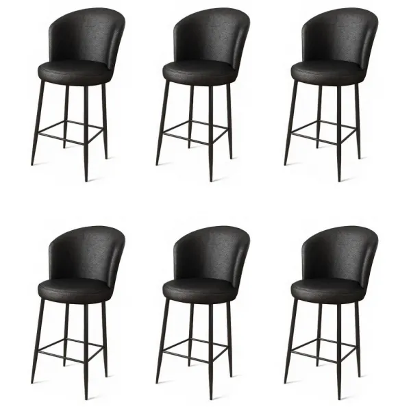 Bar Stool Set (6 Pieces) Uras - Black