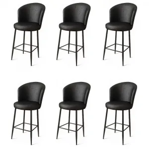 Bar Stool Set (6 Pieces) Uras - Black