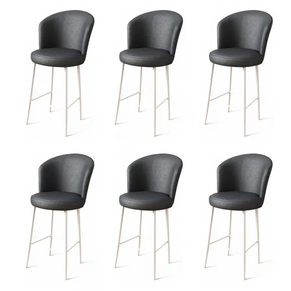Bar Stool Set (6 Pieces) Uras - Anthracite, White