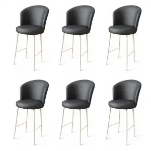 Bar Stool Set (6 Pieces) Uras - Anthracite, White