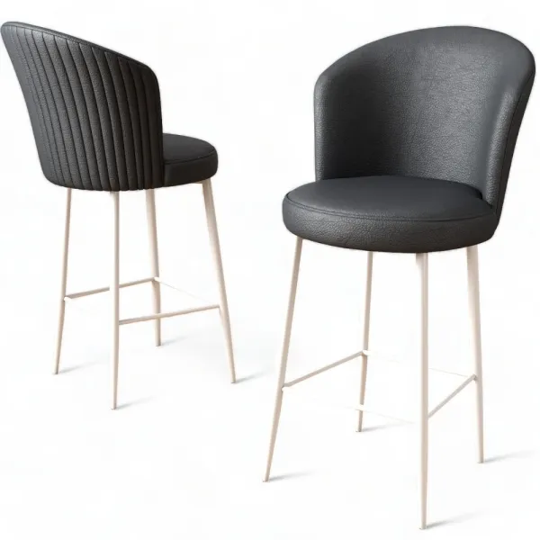 Bar Stool Set (2 Pieces) Uras - Anthracite, White
