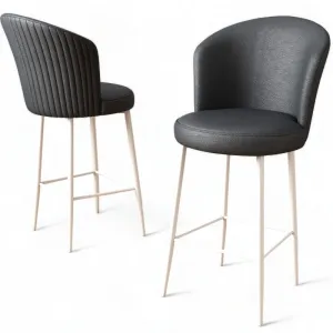Bar Stool Set (2 Pieces) Uras - Anthracite, White