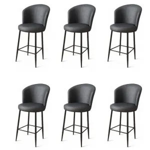 Bar Stool Set (6 Pieces) Uras - Anthracite, Black